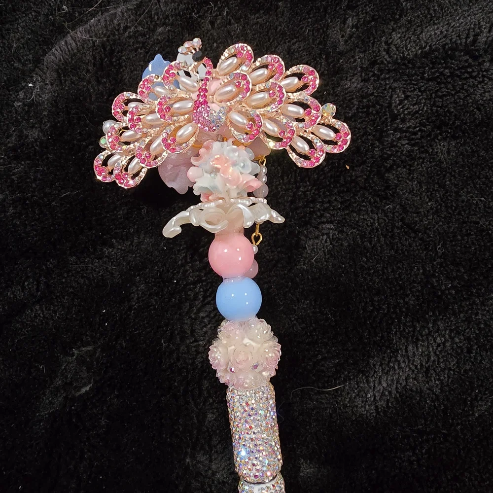 Chic Pink and Blue Beaded Pen